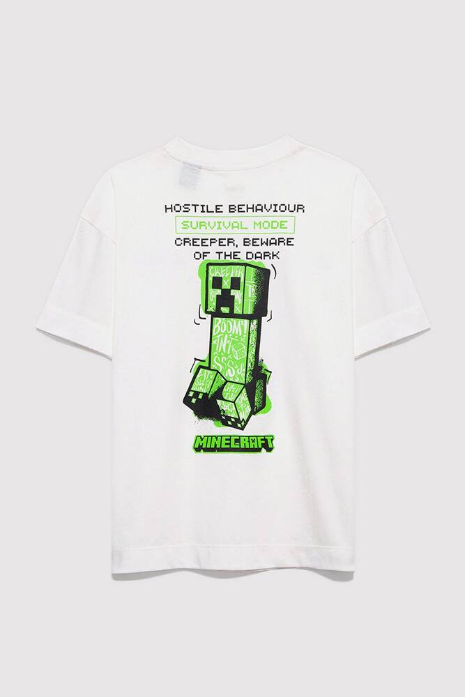 Erkek Çocuk Mınecraft Baskılı Tişört 6610435-70057 Beyaz 