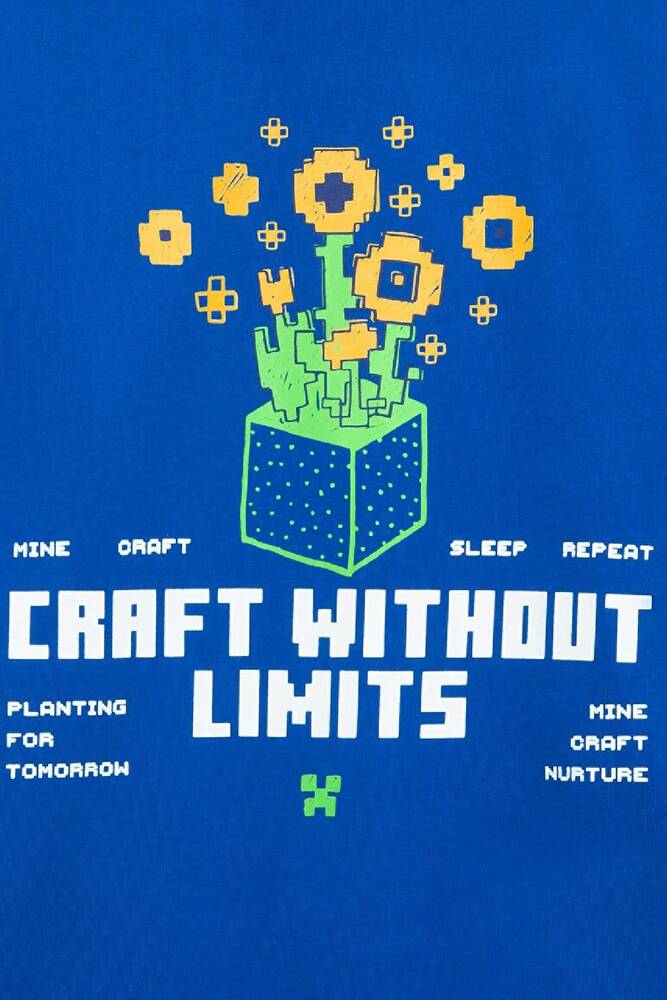 Erkek Çocuk Mınecraft Baskılı Tişört 6610436-82491 Mavi 