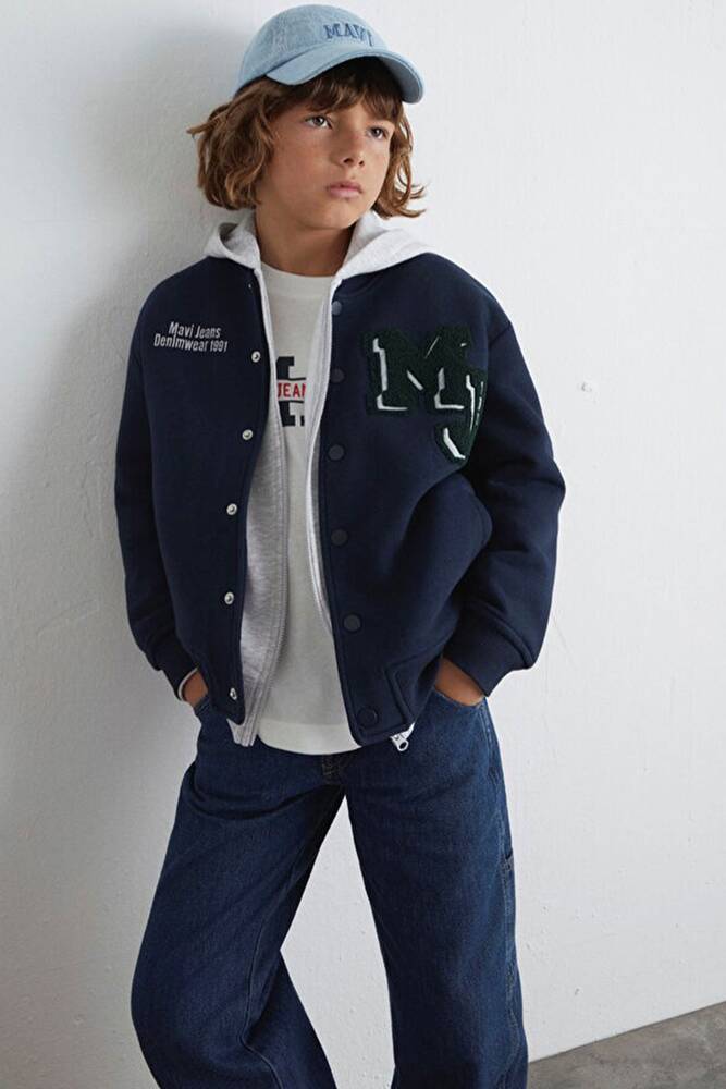 Erkek Çocuk MJ Baskılı Bomber Ceket 6S10121-82318 Lacivert 