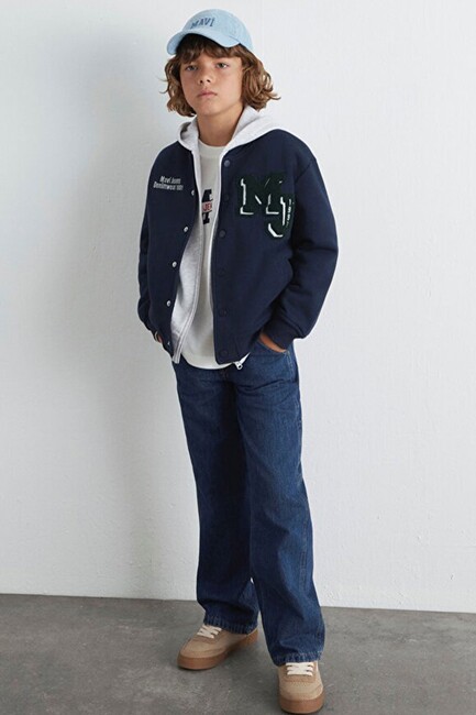 Erkek Çocuk MJ Baskılı Bomber Ceket 6S10121-82318 Lacivert (2)