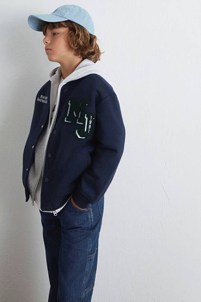 Erkek Çocuk MJ Baskılı Bomber Ceket 6S10121-82318 Lacivert 