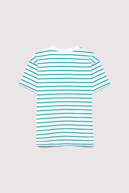 Erkek Çocuk MV Baskılı Çizgili Tişört 6610252-89156 Yeşil (3)