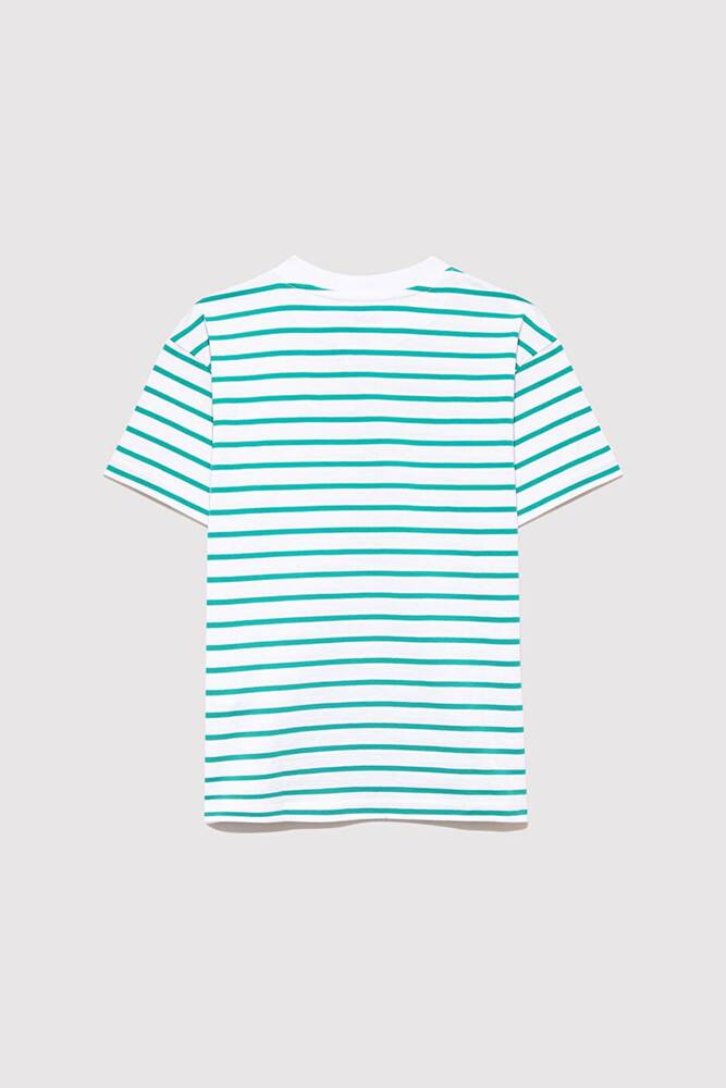 Erkek Çocuk MV Baskılı Çizgili Tişört 6610252-89156 Yeşil 