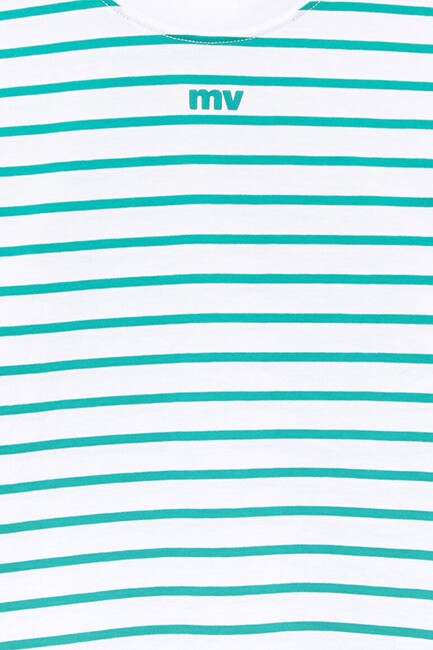 Erkek Çocuk MV Baskılı Çizgili Tişört 6610252-89156 Yeşil - Thumbnail