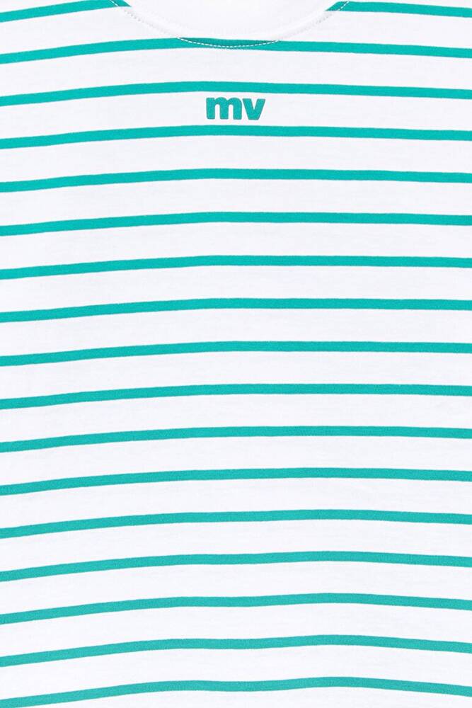 Erkek Çocuk MV Baskılı Çizgili Tişört 6610252-89156 Yeşil 