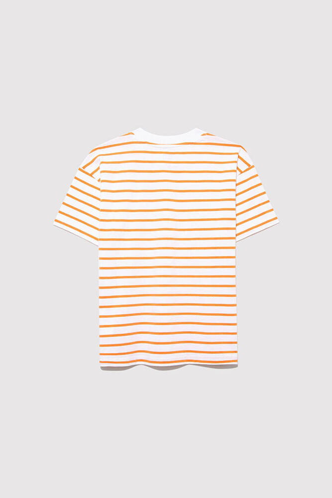 Erkek Çocuk MV Baskılı Çizgili Tişört 6610252-89160 Turuncu 