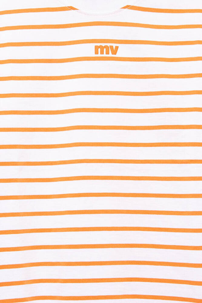 Erkek Çocuk MV Baskılı Çizgili Tişört 6610252-89160 Turuncu 