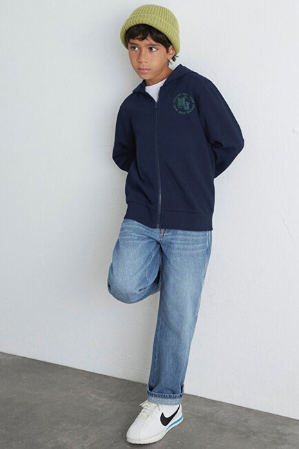 Erkek Çocuk MV Baskılı Fermuarlı Sweat 6S10127-82318 Lacivert (2)