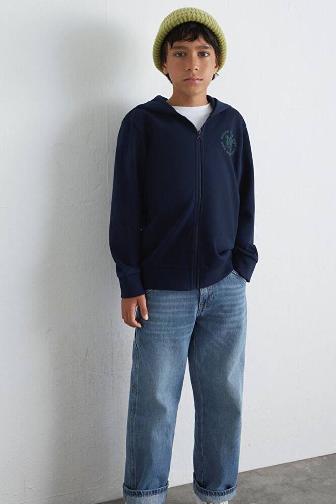 Erkek Çocuk MV Baskılı Fermuarlı Sweat 6S10127-82318 Lacivert 