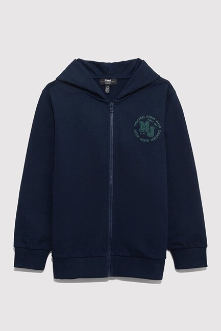 Erkek Çocuk MV Baskılı Fermuarlı Sweat 6S10127-82318 Lacivert - Thumbnail