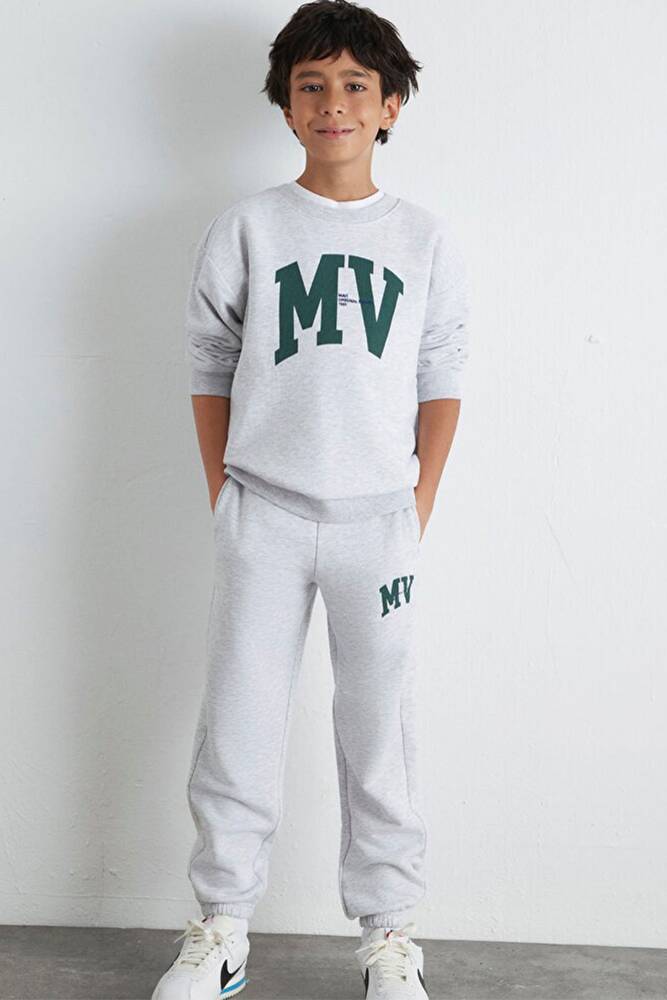 Erkek Çocuk MV Logo Baskılı Sweat 6S10054-88467 Gri 