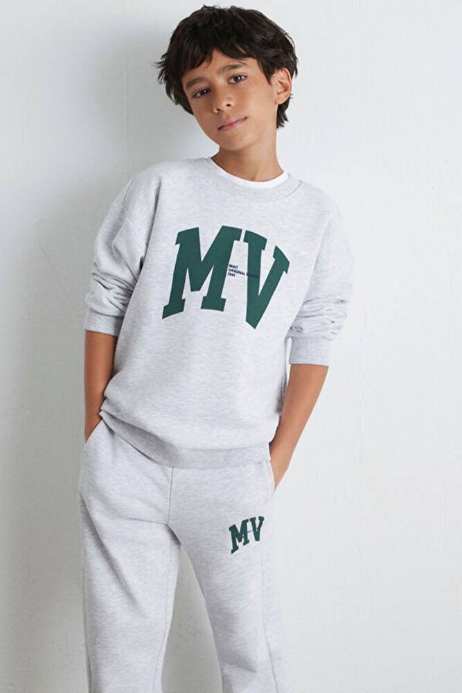 Erkek Çocuk MV Logo Baskılı Sweat 6S10054-88467 Gri 