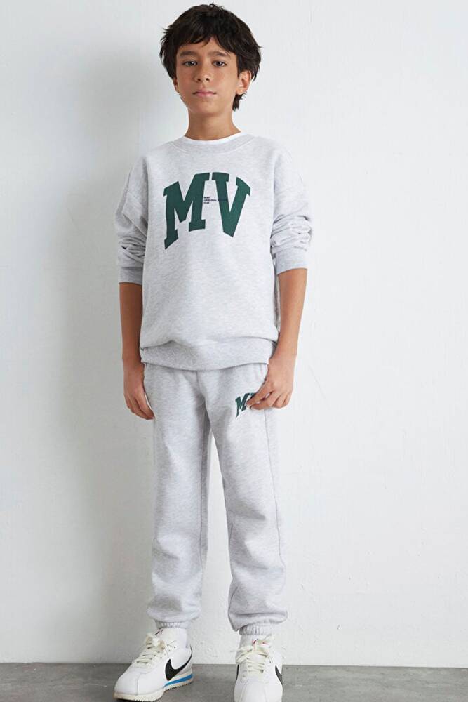 Erkek Çocuk MV Logo Baskılı Sweat 6S10054-88467 Gri 