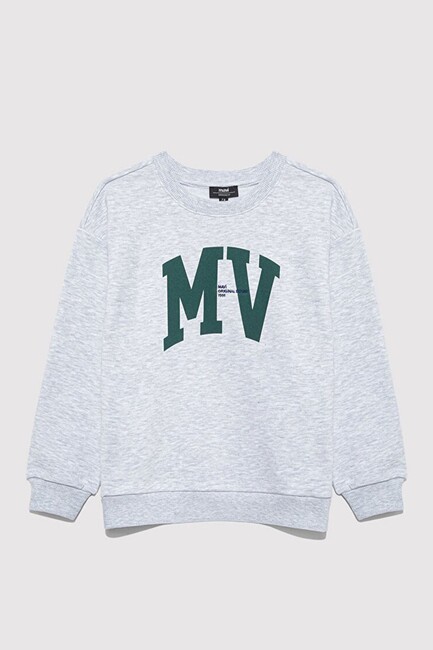 Erkek Çocuk MV Logo Baskılı Sweat 6S10054-88467 Gri - Thumbnail