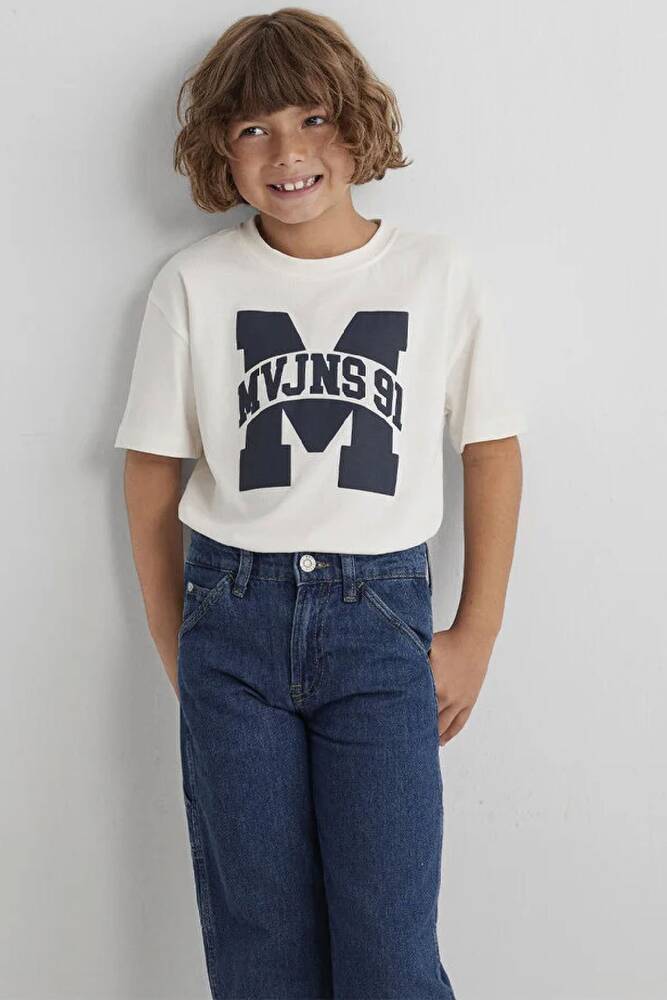 Erkek Çocuk MVJNS 91 Baskılı Tişört 6610368-70057 Beyaz 