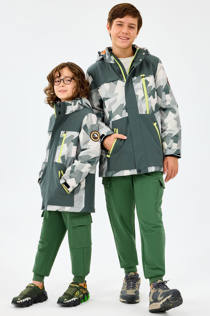 Erkek Çocuk Outerwear Padded Ceket SK242025-040 Gri - Thumbnail