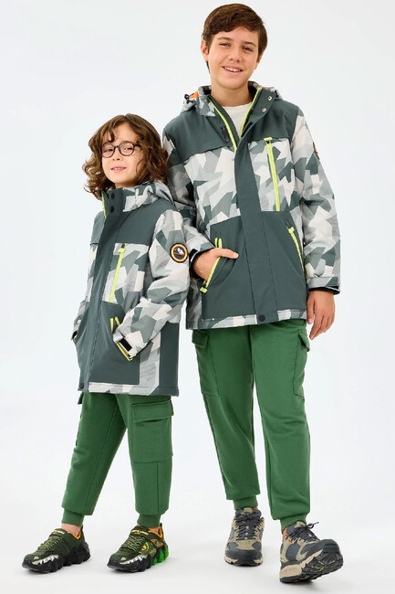 Erkek Çocuk Outerwear Padded Ceket SK242025-040 Gri - 7