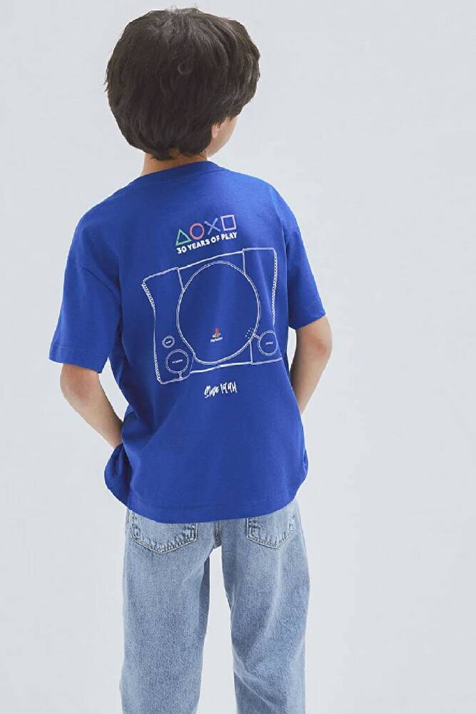 Erkek Çocuk Playstatıon Baskılı Tişört 6610422-70896 Mavi 