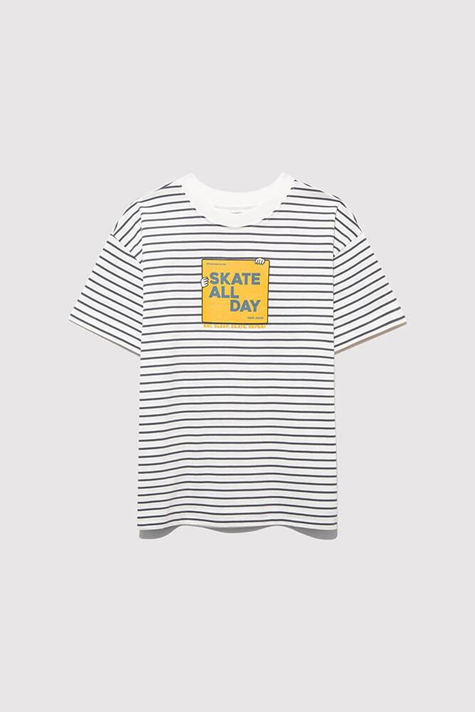 Erkek Çocuk Skate All Day Baskılı Tişört 6610263-89187 Gri 
