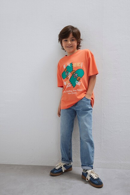Erkek Çocuk Skate Baskılı Tişört 6610448-71268 Turuncu (1)