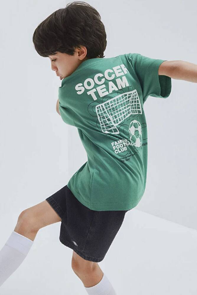Erkek Çocuk Soccer Team Baskılı Tişört 6610414-71697 Yeşil 