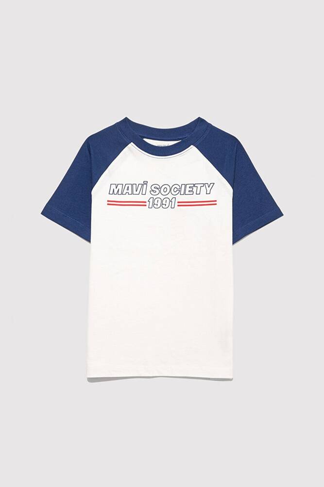 Erkek Çocuk Socıety Baskılı Tişört 6610357-70057 Beyaz 