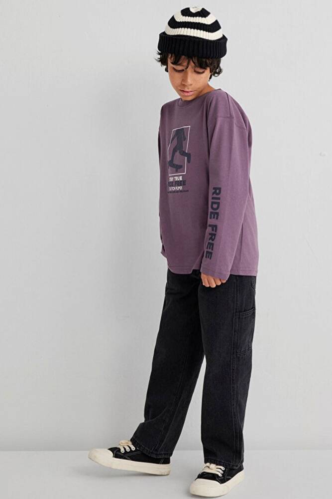 Erkek Çocuk Stay True Baskılı Tişört 6610366-70656 Bej 