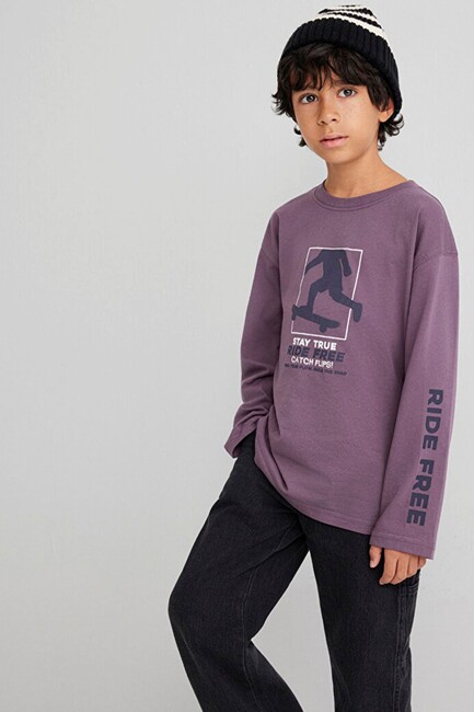 Erkek Çocuk Stay True Baskılı Tişört 6610366-70656 Bej (2)