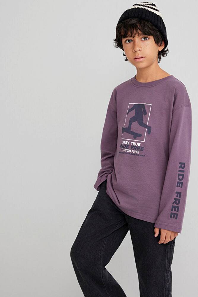 Erkek Çocuk Stay True Baskılı Tişört 6610366-70656 Bej 