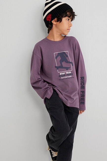 Erkek Çocuk Stay True Baskılı Tişört 6610366-70656 Bej (3)