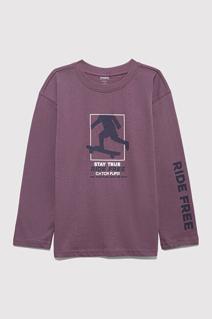 Erkek Çocuk Stay True Baskılı Tişört 6610366-70656 Bej - Thumbnail