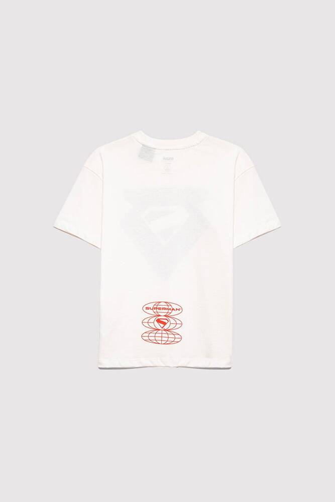 Erkek Çocuk Superman Baskılı Tişört 6610381-70057 Ekru 