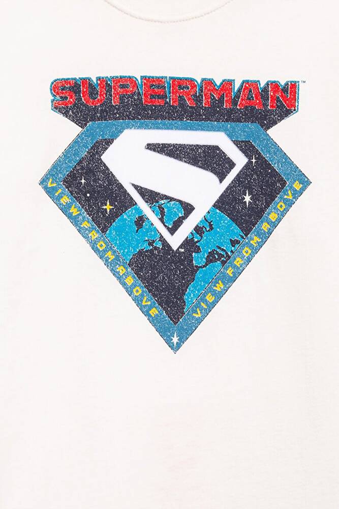 Erkek Çocuk Superman Baskılı Tişört 6610381-70057 Ekru 