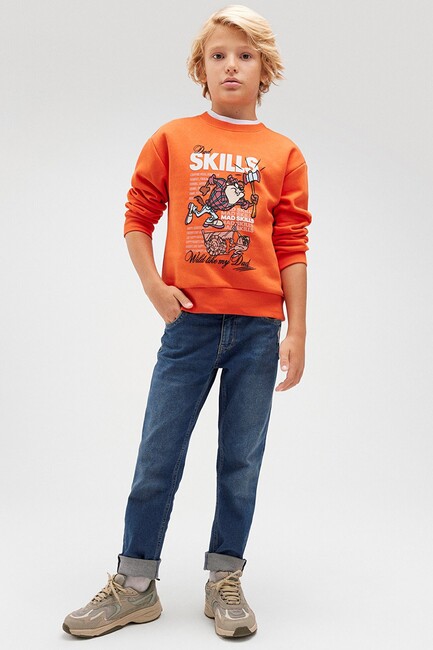 Erkek Çocuk Taz Baskılı Sweat 6S10080-82823 Turuncu (1)