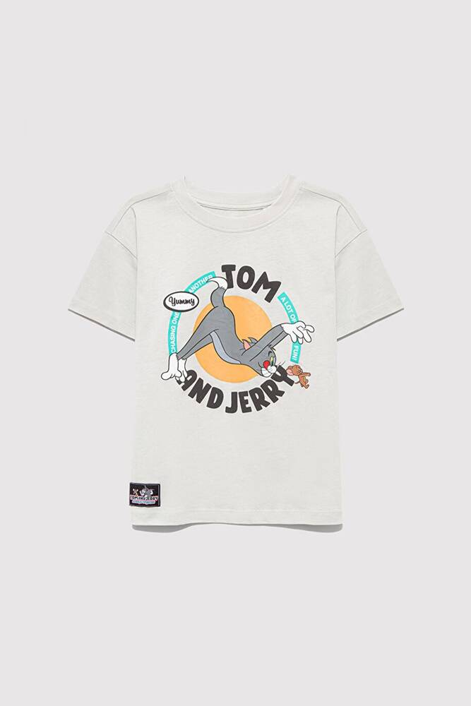 Erkek Çocuk Tom & Jerry Baskılı Tişört 6610291-80618 Gri 