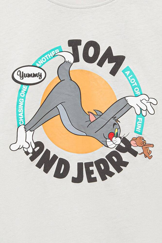 Erkek Çocuk Tom & Jerry Baskılı Tişört 6610291-80618 Gri 