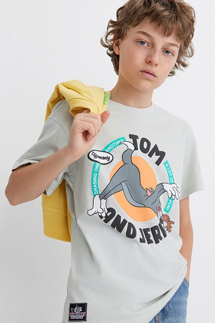 Erkek Çocuk Tom & Jerry Baskılı Tişört 6610291-80618 Gri (1)