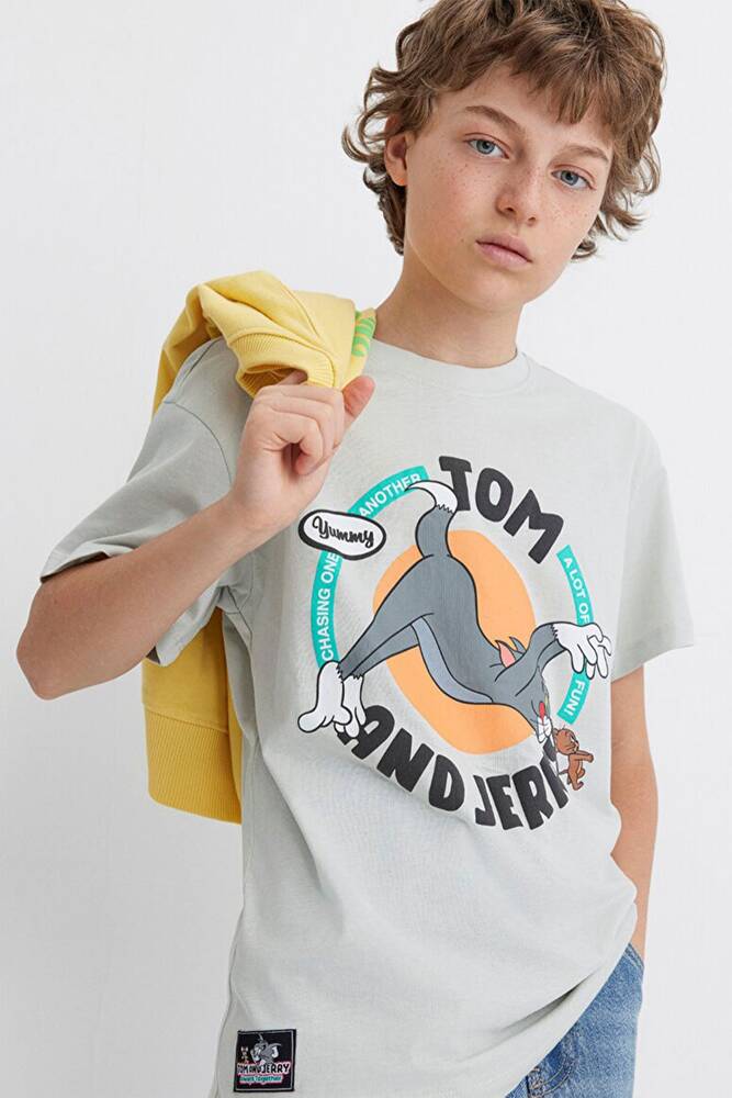 Erkek Çocuk Tom & Jerry Baskılı Tişört 6610291-80618 Gri 