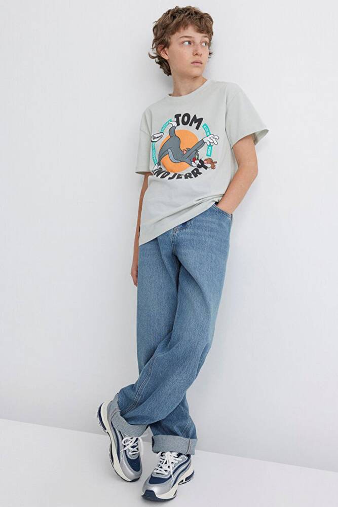 Erkek Çocuk Tom & Jerry Baskılı Tişört 6610291-80618 Gri 