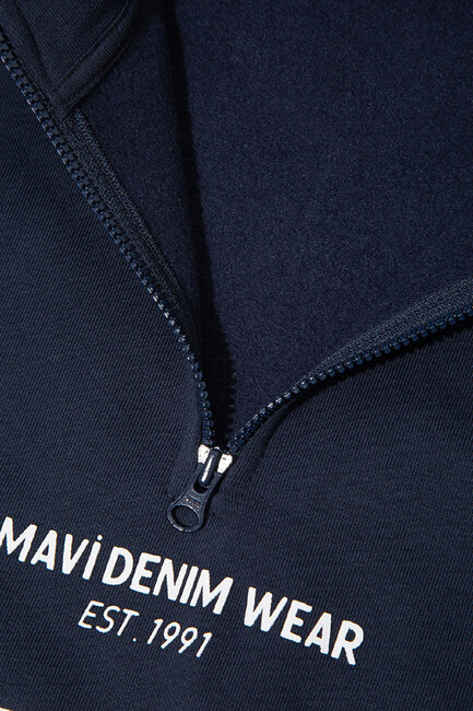 Erkek Çocuk Yarı Fermuarlı Çizgili Sweat 6S10067-82318 Lacivert (3)