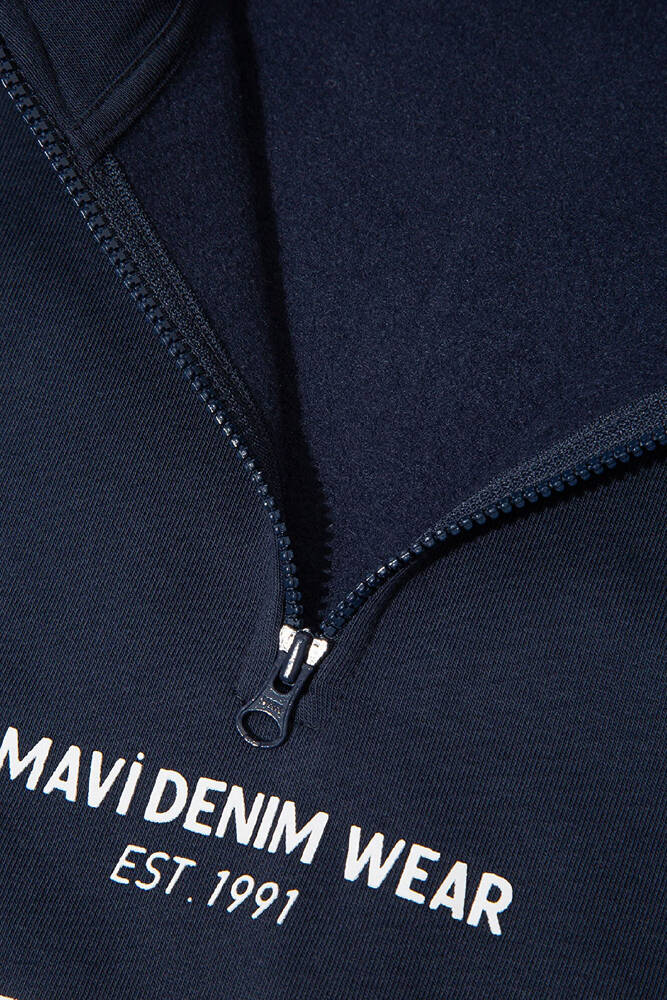 Erkek Çocuk Yarı Fermuarlı Çizgili Sweat 6S10067-82318 Lacivert 