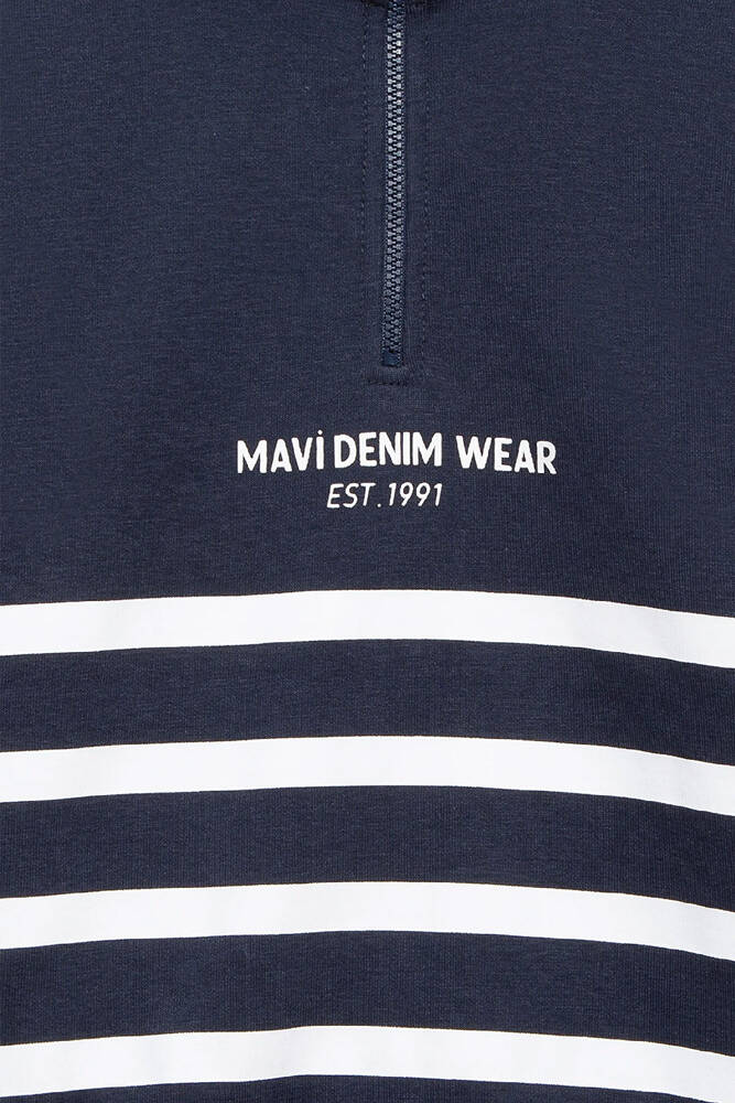 Erkek Çocuk Yarı Fermuarlı Çizgili Sweat 6S10067-82318 Lacivert 