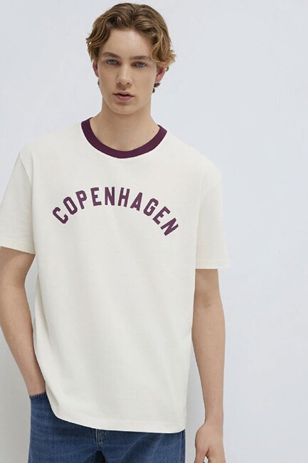 Erkek Copenhagen Baskılı Tişört 0613172-70056 Ekru (2)