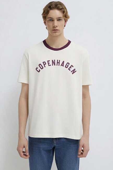 Erkek Copenhagen Baskılı Tişört 0613172-70056 Ekru (3)