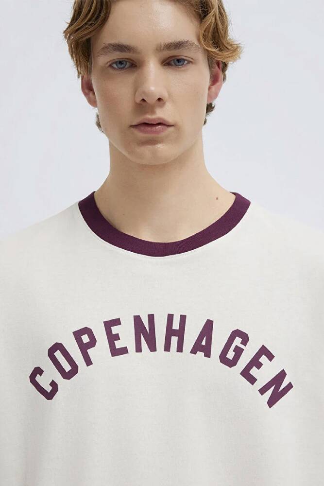 Erkek Copenhagen Baskılı Tişört 0613172-70056 Ekru 
