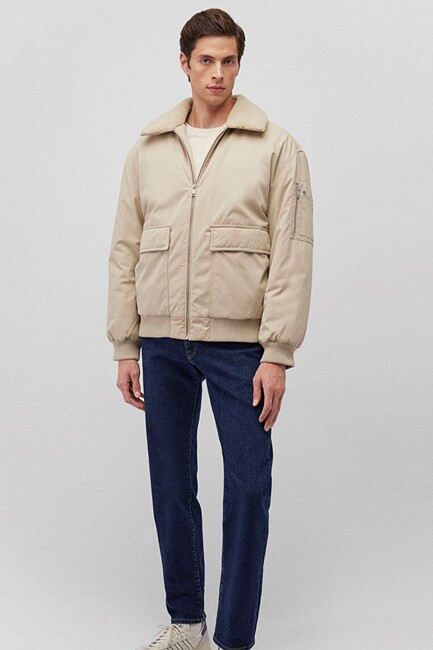 Erkek Dik Yaka Ceket 0110465-86559 Bej (2)