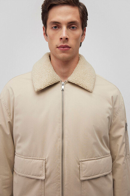 Erkek Dik Yaka Ceket 0110465-86559 Bej - Thumbnail