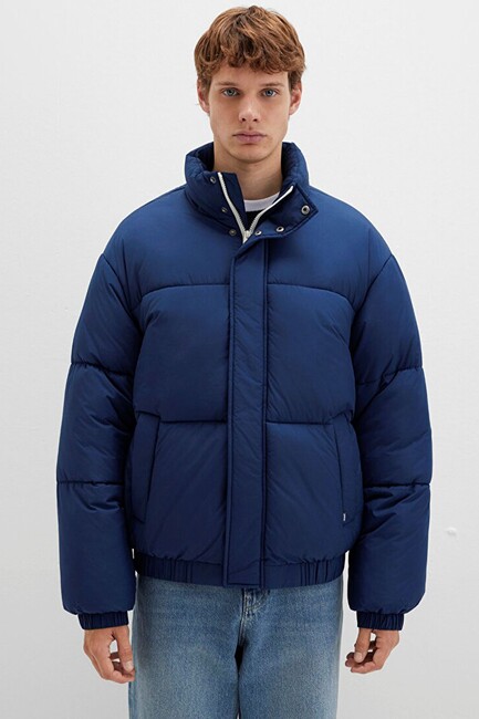 Erkek Dik Yaka Ceket 0110609-89353 Lacivert - Thumbnail