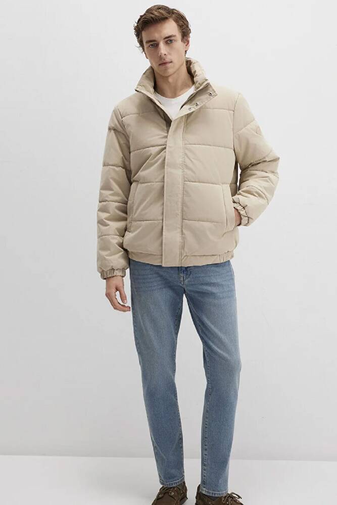 Erkek Dik Yaka Mont 0110470-86559 Bej 