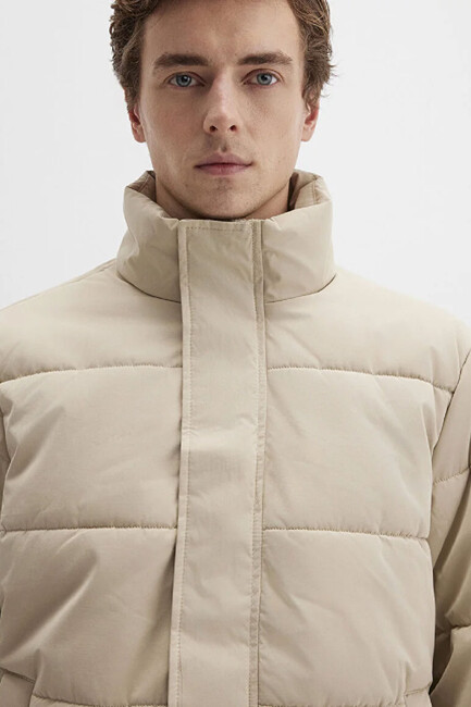 Erkek Dik Yaka Mont 0110470-86559 Bej - Thumbnail